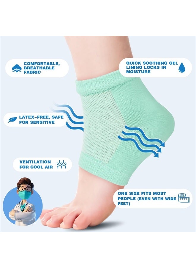 6 Pairs Moisturizing Heel Socks for Cracked Heel Treatment, Foot Care Toeless Socks to Soften and Hydrate Dry Cracked Feet Heels, Cracked Heel Repair Socks, Gel Socks for Dry Cracked Feet