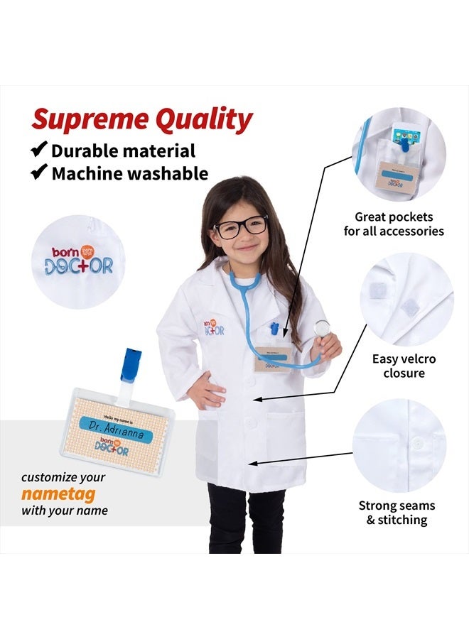 Doctor Kit for Kids for Kids Ages 3-7, Complete Kids Doctor Kit Includes Kids Doctor Coat, Real Stethoscope, Toy Phone, Eyeglasses, Prescription Pad & Pencil - Pretend Play Doctor Set