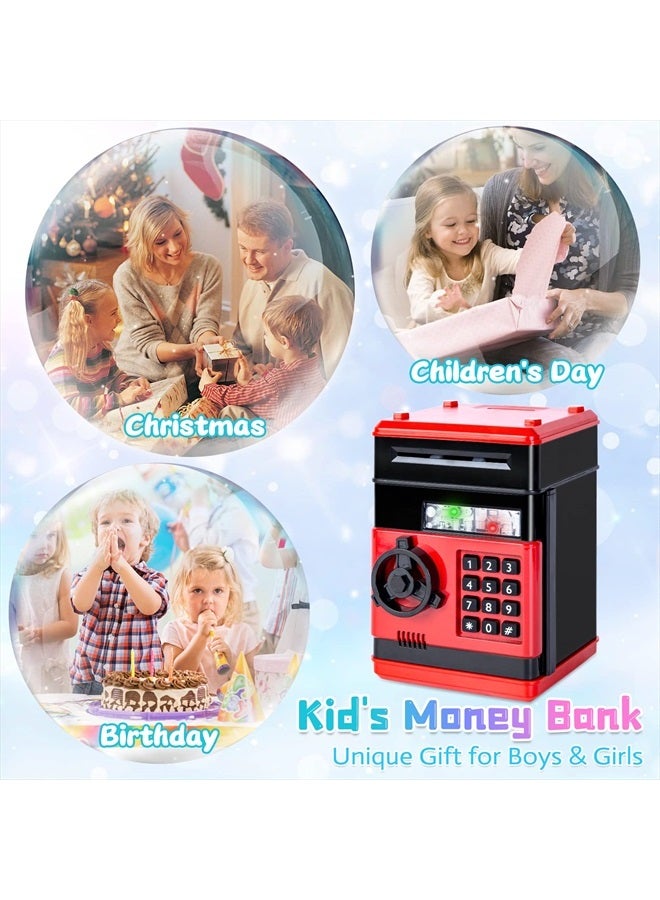 Children Toy for 5-7 Year Old Girls,Piggy Banks Toy for 8-16 Year Old Girls Boys Birthday Toy Gifts ,Coin ATM Electronic Piggy Banks Great Christmas Ideas for Kids Red