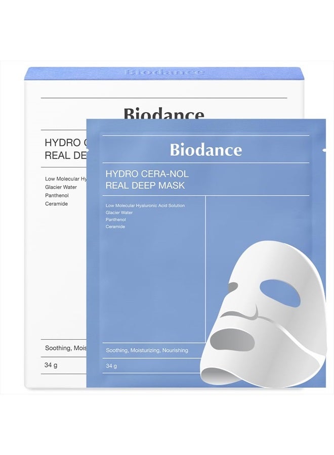 Hydro Cera-nol Real Deep Mask, Overnight Hydrogel Mask, Soothing, Moisturizing, Nourishing, 1.19oz(34g) x 4ea