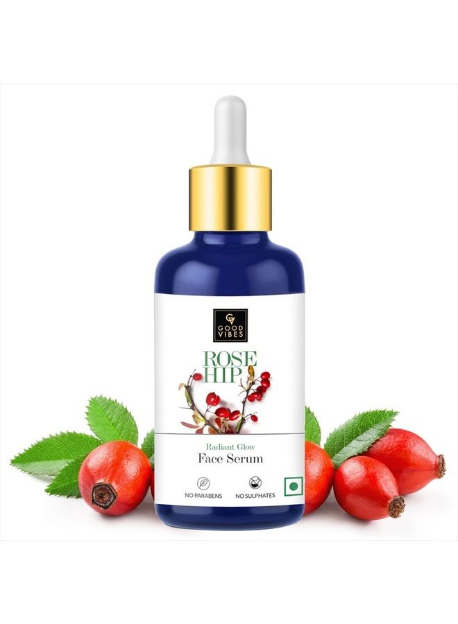 Rosehip Radiant Glow Face Serum | Lightweight Moisturizing Naturally Brightening Formula For All Skin Types | Natural, No Parabens & Sulphates (30 ml/1.01 Fl Oz)