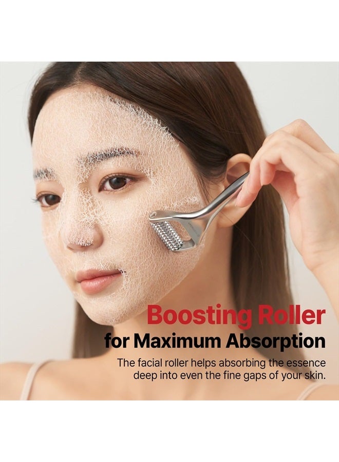 Wrinkle fit Mesh Sheet Masks + Boosting Roller (Mask 7EA + Roller 1EA), Collagen Mask,Quick Absorption with Roller, Anti-aging, Glass Skin, Korean Skincare