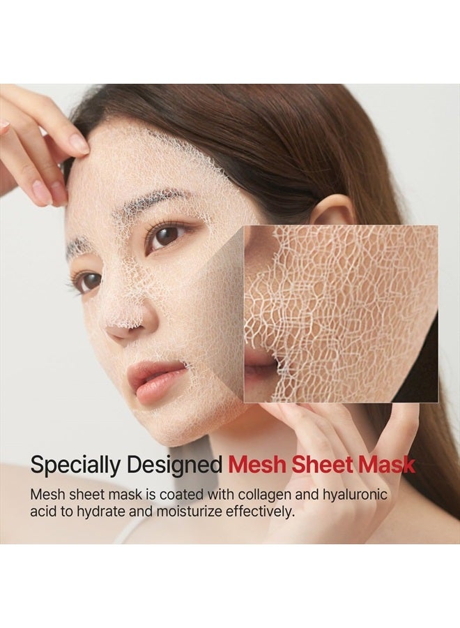 Wrinkle fit Mesh Sheet Masks + Boosting Roller (Mask 7EA + Roller 1EA), Collagen Mask,Quick Absorption with Roller, Anti-aging, Glass Skin, Korean Skincare