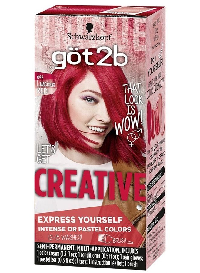 Got2b Creative Semi-Permanent Hair Color, 092 Luscious Red , 6 Count (Pack of 1)