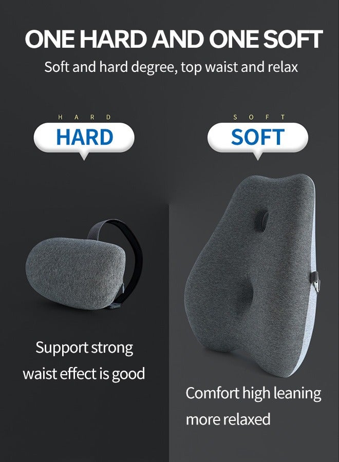 Lumbar Support Pillow for Office Chair Back Support Pillow for Car  Computer Gaming Chair Recliner Memory Foam Back Cushion for Pain Relief Improve Posture Adjustable