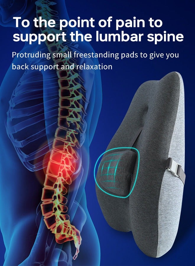 Lumbar Support Pillow for Office Chair Back Support Pillow for Car  Computer Gaming Chair Recliner Memory Foam Back Cushion for Pain Relief Improve Posture Adjustable