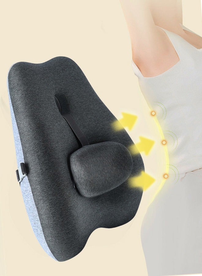 Lumbar Support Pillow for Office Chair Back Support Pillow for Car  Computer Gaming Chair Recliner Memory Foam Back Cushion for Pain Relief Improve Posture Adjustable