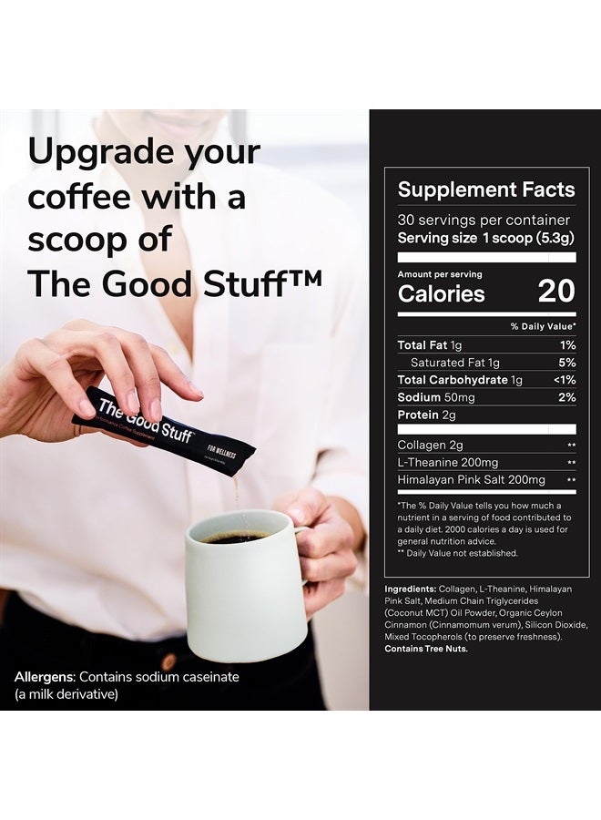 The Good Stuff™ Performance Blend (30 Travel Packets), Non-Dairy Coffee Supplement with Collagen, L-Theanine and Himalayan Pink Salt – Improves Focus and Increases Energy