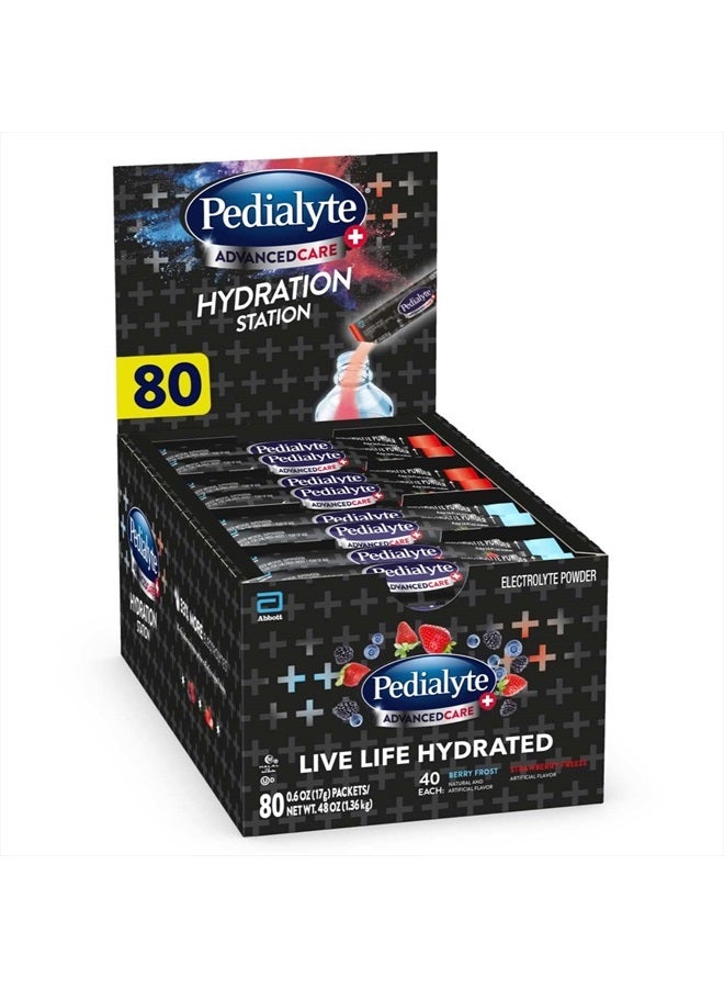 Pedialyte Multi Pack, Electrolyte Hydration Drink, 0.6 oz Electrolyte Powder Packs, 80 Count