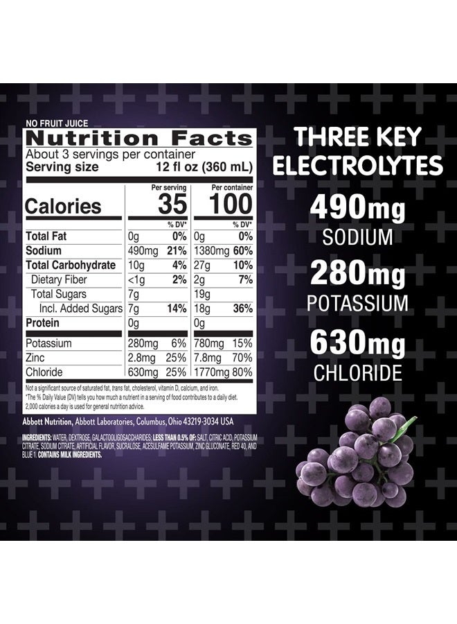 Pedialyte AdvancedCare Pedialyte AdvancedCare Plus Electrolyte Drink with 33% More Electrolytes and Has PreActiv Prebiotics, Iced Grape, 1 Liter, 4 Count