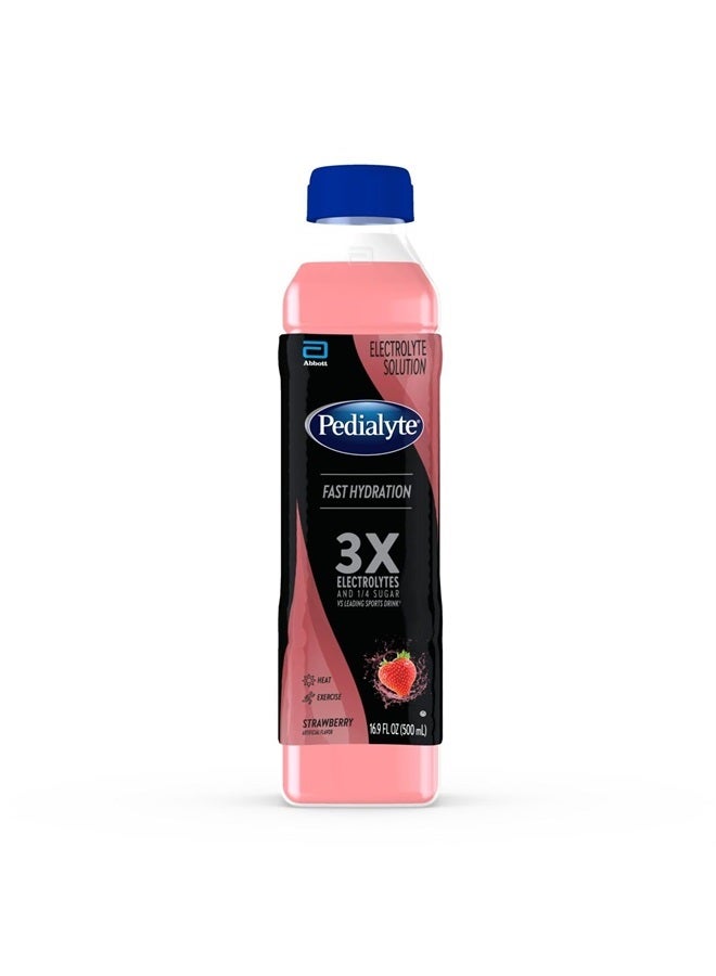 Pedialyte Electrolyte Solution, Strawberry, Hydration Drinks, half liter each 16.9 Fl.Oz (Pack of 12) Package may vary