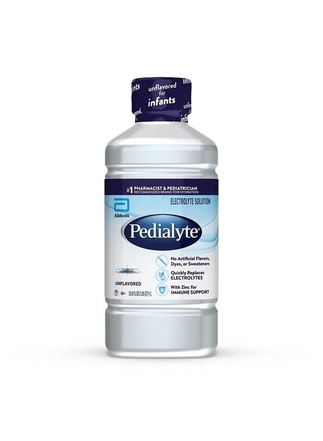 Pedialyte Electrolyte Solution, Unflavored, Hydration Drink 33.81 Fl oz(Pack of 8)