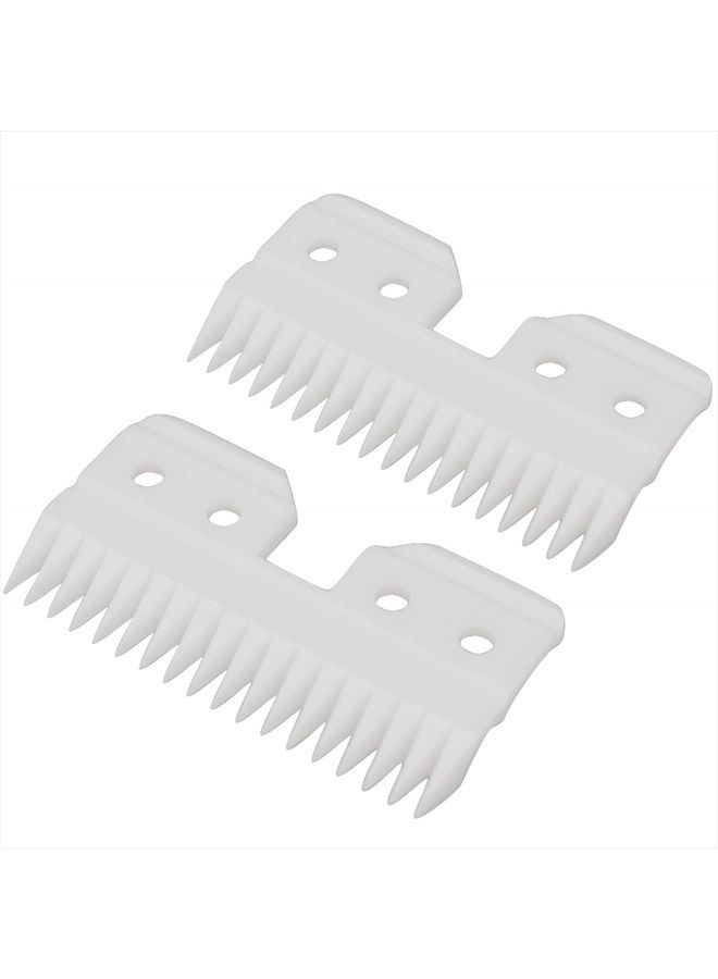 Professional Replacement Blade Cutter for Fast Feed, 18 Teeth Ceramic Moving Blade, Grooming Tools Replacement Ceramic Cutters for Pets/Human, Fits AG/A5 Hair Clippers(Off White, 2 Pieces)