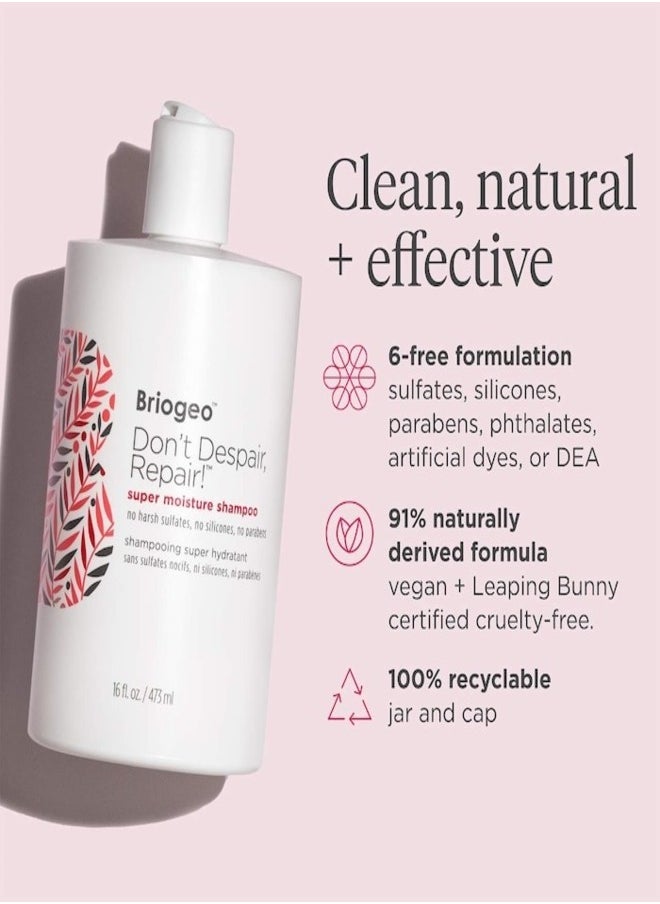 BRIOGEO Don’t Despair, Repair!™ Super Moisture Shampoo for Damaged Hair - 473ml