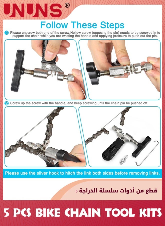Bike Chain Tool,Bicycle Chain Repair Kit,Bike Link Plier+Chain Breaker Splitter Tool+Chain Checker+Spanner+3 Pairs Bicycle Missing Links,Quick Fix Kit For Cyclists,Multi-Functional Repair Tool