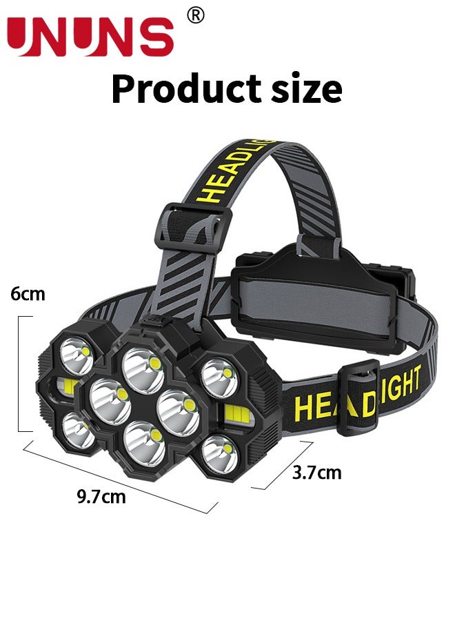 Headlamps,Rechargeable Head Light Lamp,22000 Super Brights 10 LEDs Head Lamp With Red Light,8+2 Modes Headlight,Waterproof Forehead Head Flashlight For Outdoor Running Hunting Camping Hiking