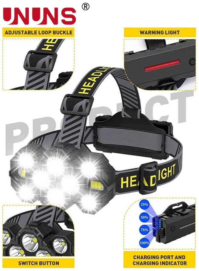 Headlamps,Rechargeable Head Light Lamp,22000 Super Brights 10 LEDs Head Lamp With Red Light,8+2 Modes Headlight,Waterproof Forehead Head Flashlight For Outdoor Running Hunting Camping Hiking
