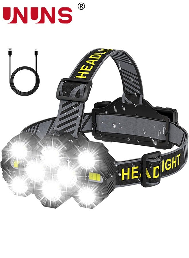 Headlamps,Rechargeable Head Light Lamp,22000 Super Brights 10 LEDs Head Lamp With Red Light,8+2 Modes Headlight,Waterproof Forehead Head Flashlight For Outdoor Running Hunting Camping Hiking
