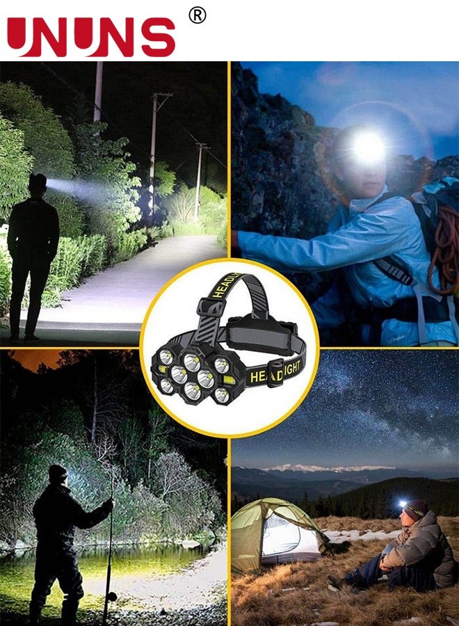 Headlamps,Rechargeable Head Light Lamp,22000 Super Brights 10 LEDs Head Lamp With Red Light,8+2 Modes Headlight,Waterproof Forehead Head Flashlight For Outdoor Running Hunting Camping Hiking