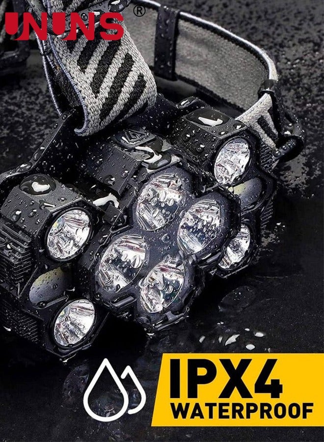 Headlamps,Rechargeable Head Light Lamp,22000 Super Brights 10 LEDs Head Lamp With Red Light,8+2 Modes Headlight,Waterproof Forehead Head Flashlight For Outdoor Running Hunting Camping Hiking