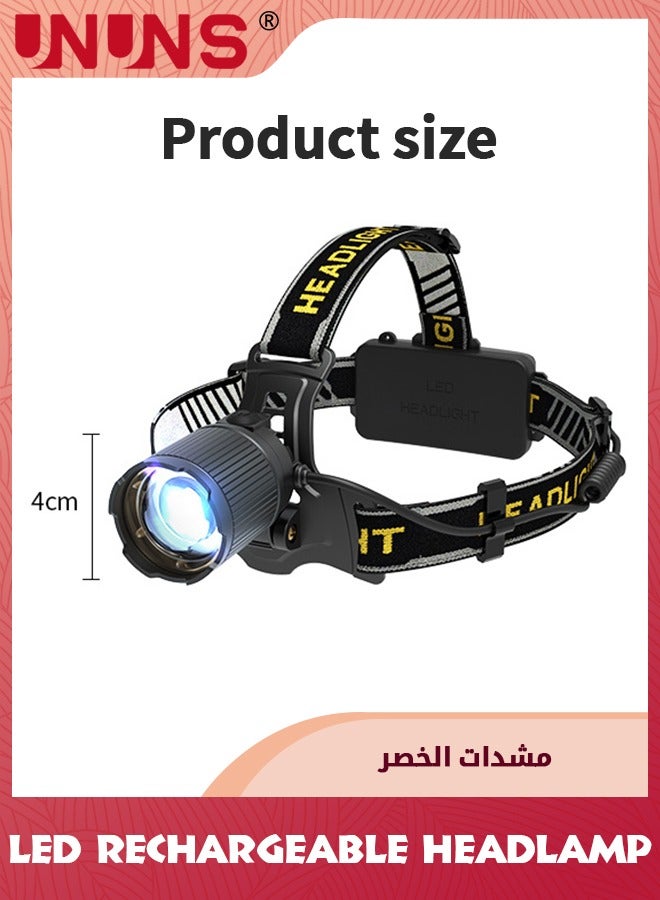 Headlamp Rechargeable,160000LM Super Bright Headlamp With Motion Sensor,Waterproof Head Light,Energy Saving,Digital Display,90° Adjustable Hands-Free Headlight For Camping Hiking Hunting Fishing