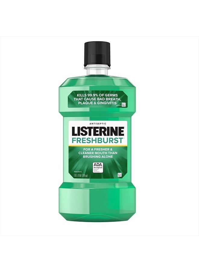 Freshburst Antiseptic Mouthwash for Bad Breath, Kills 99% of Germs That Cause Bad Breath & Fight Plaque & Gingivitis, ADA Accepted Mouthwash, Spearmint, 1 L