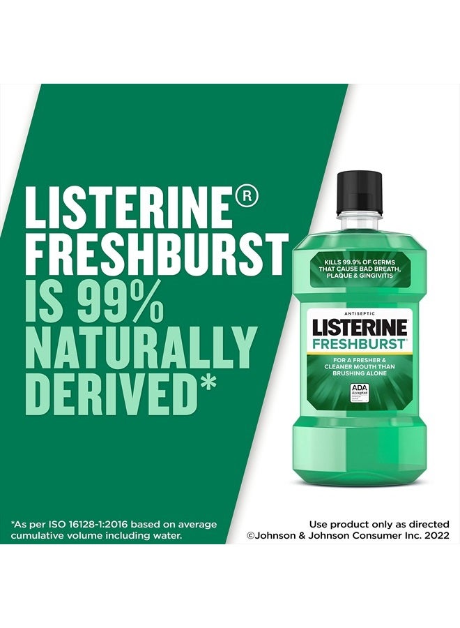 Freshburst Antiseptic Mouthwash for Bad Breath, Kills 99% of Germs That Cause Bad Breath & Fight Plaque & Gingivitis, ADA Accepted Mouthwash, Spearmint, 1 L