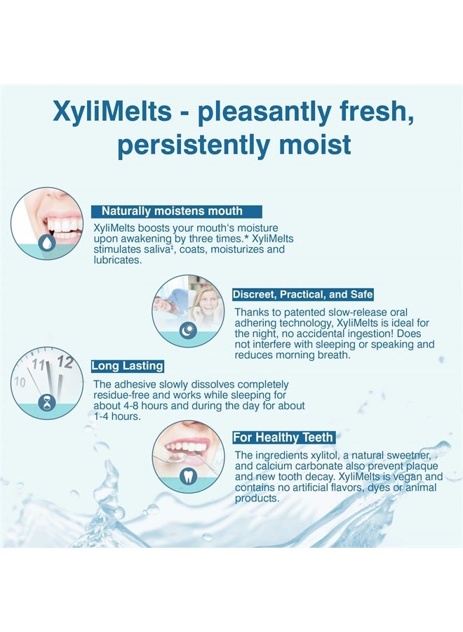 OraCoat XyliMelts Dry Mouth Relief Moisturizing Oral Adhering Discs Mild Mint with Xylitol, for Dry Mouth, Stimulates Saliva, Non-Acidic, Day and Night Use, Time Release for up to 8 Hours, 100 Count