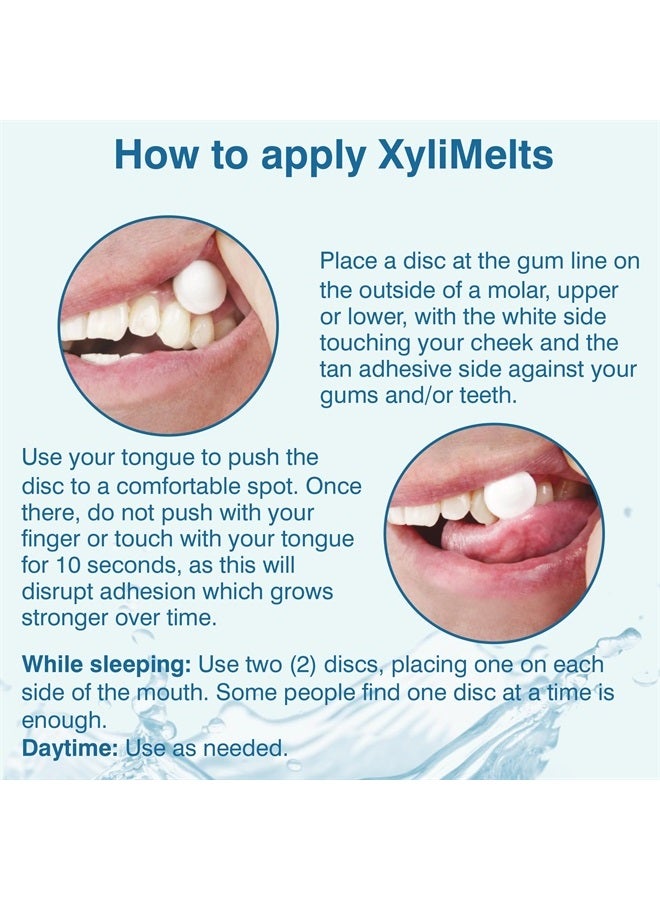 OraCoat XyliMelts Dry Mouth Relief Moisturizing Oral Adhering Discs Mild Mint with Xylitol, for Dry Mouth, Stimulates Saliva, Non-Acidic, Day and Night Use, Time Release for up to 8 Hours, 100 Count