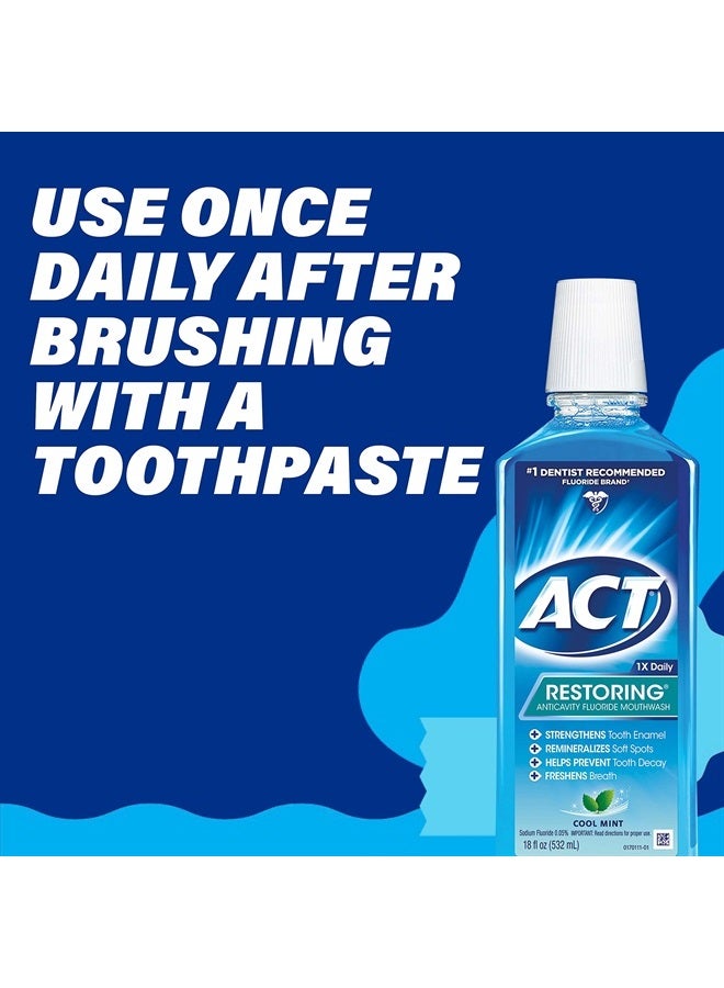 Restoring Fluoride Mouthwash 18 fl. oz. Strengthens Tooth Enamel, Cool Mint