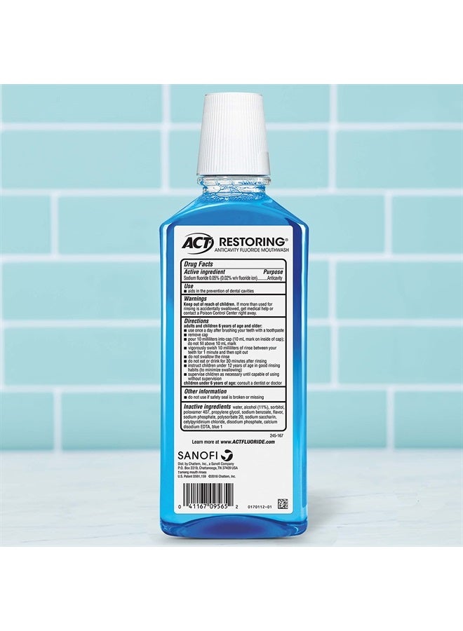 Restoring Fluoride Mouthwash 18 fl. oz. Strengthens Tooth Enamel, Cool Mint