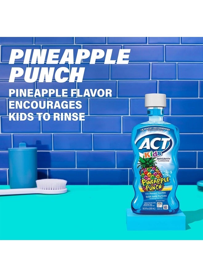 Kids Anticavity Fluoride Rinse Pineapple Punch 16.9 fl. oz. Accurate Dosing Cup, Alcohol Free