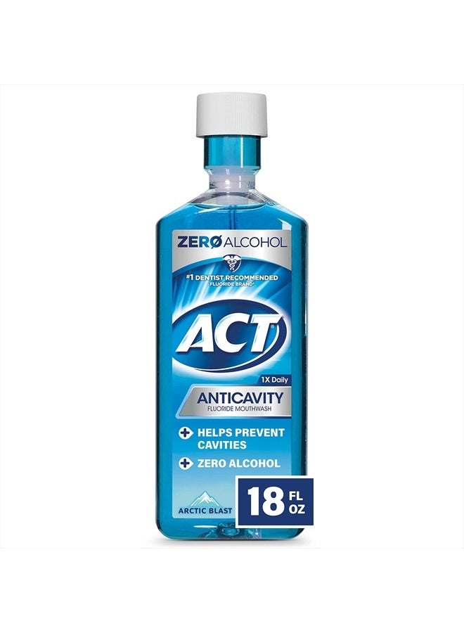 Anticavity Zero Alcohol Fluoride Mouthwash 18 fl. oz., With Accurate Dosing Cup, Arctic Blast