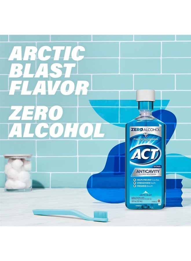 Anticavity Zero Alcohol Fluoride Mouthwash 18 fl. oz., With Accurate Dosing Cup, Arctic Blast