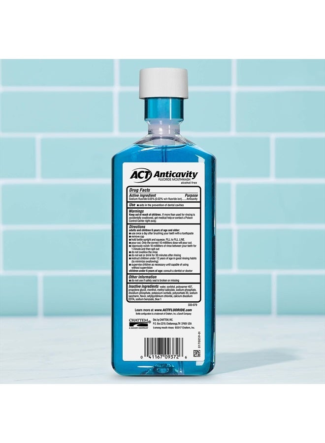 Anticavity Zero Alcohol Fluoride Mouthwash 18 fl. oz., With Accurate Dosing Cup, Arctic Blast