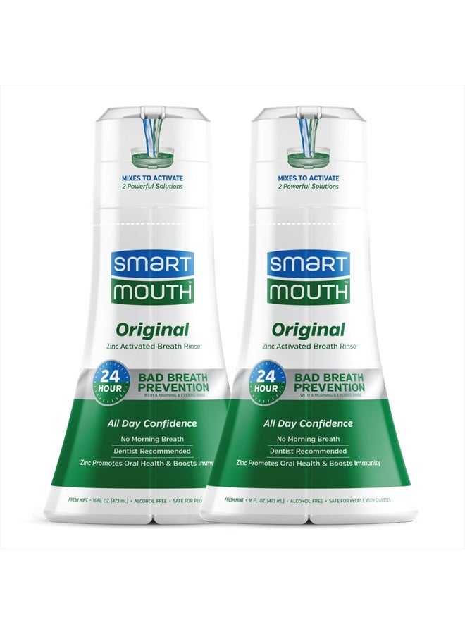 Original Activated Mouthwash - Adult Mouthwash for Fresh Breath - Oral Rinse for 24-Hour Bad Breath Relief with Twice Daily Use - Fresh Mint Flavor, 16 fl oz (2 Pack)