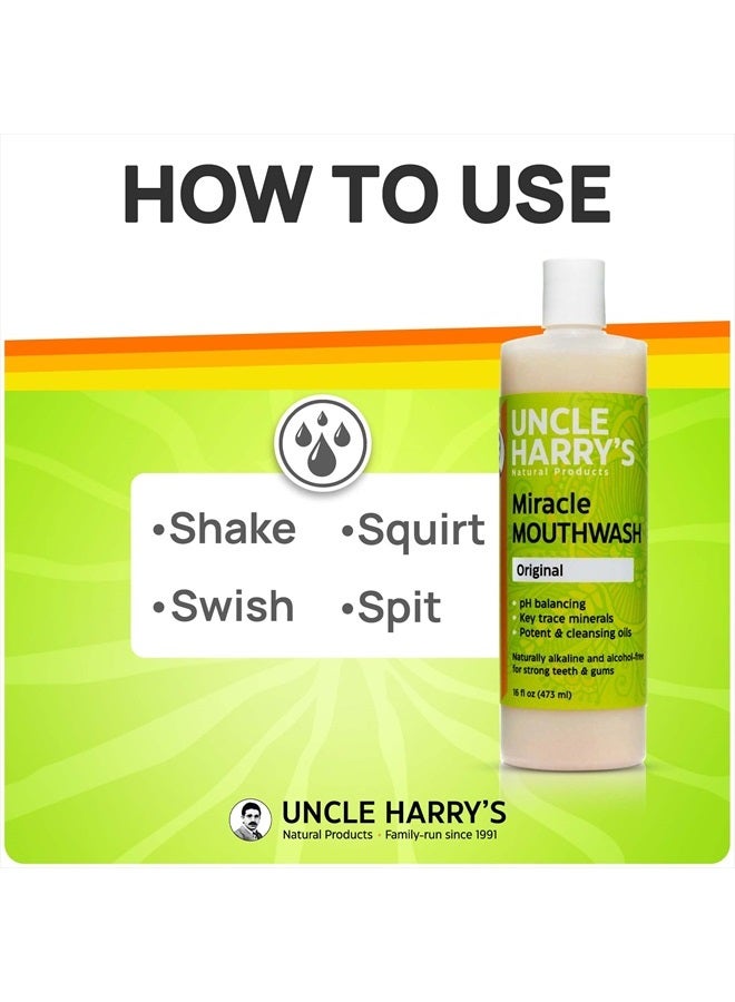 Natural Alkalizing Miracle Mouthwash | Adult & Kids Mouthwash for Bad Breath | pH Balanced Oral Care Mouth Wash & Mouth Rinse (16 fl oz)