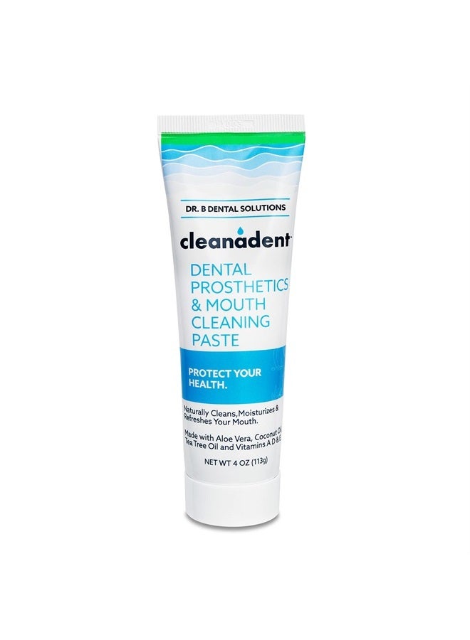 Cleanadent Denture and Gum Toothpaste, ADA Accepted All-Natural Denture Toothpaste for Adults - Removes Odors, Stains and Adhesives - 4 oz