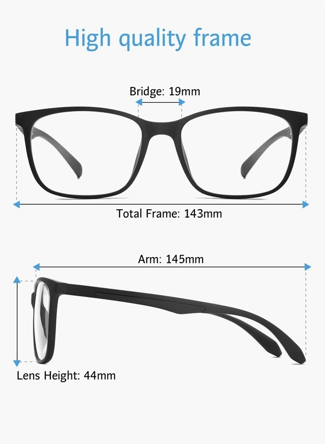 Blue Light Blocking Glasses, Anti Eyestrain Lens Lightweight Frame Eyeglasses, Black, Men/Women