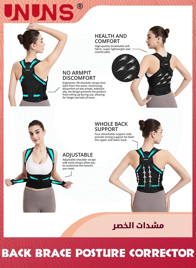 Back Brace Posture Corrector For Women Men,Shoulder Straightener,Adjustable Full Back Support,Posture Trainer,Upper And Lower Back Pain Relief-Scoliosis,Hunchback, Hump,Thoracic,Spine Corrector-M