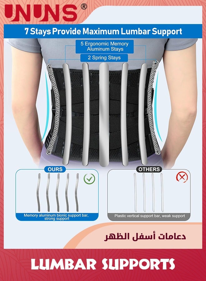 Lumbar Support Belt For Women Men,Adjustable Lower Waist Support Belt Brace Pain Relief With 6 Stays,Upgraded Bracepost Back Brace For Heavy Lifting Herniated Disc,Sciatica,Scoliosis-XL 93-110CM