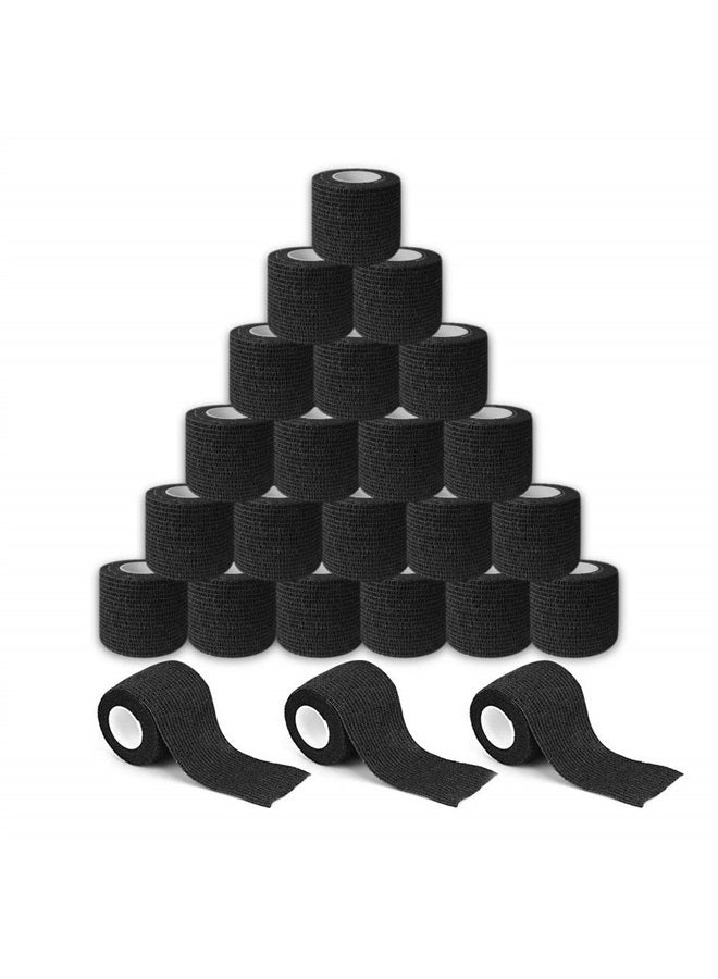 Sensi Wrap Grip Cover Sports Self Bandage Wrap Rolls 2-inch x 5-Yards 24pcs (Black)