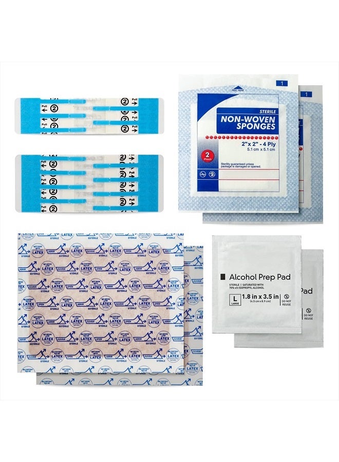 Complete Emergency Laceration Kit - Repair Wounds Without Stitches. FDA Cleared Skin Clean Cover Closure Device for 2 Individual Or Combine for 2 1/2 in. Length