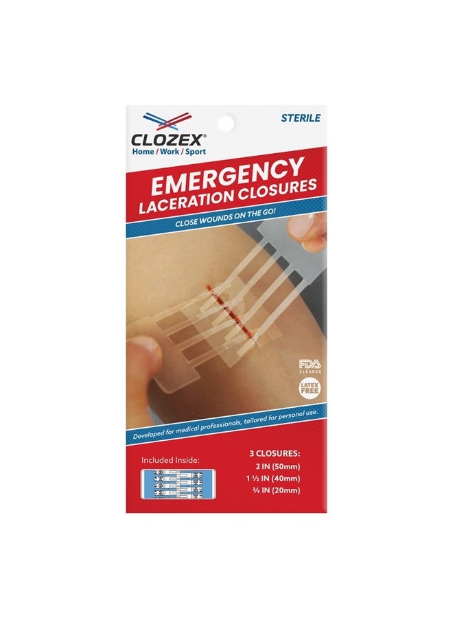 Emergency Laceration Closures - Repair Wounds Without Stitches. FDA Cleared Skin Closure Device for 3 Individual Wounds Or Combine for Total Length of 4 1/4 Inches.