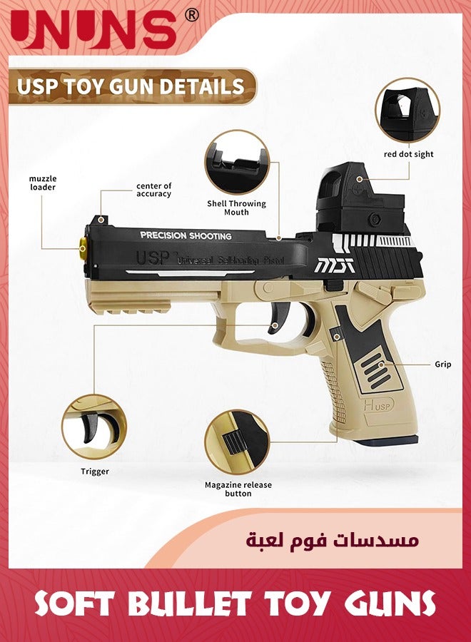 Soft Bullets Toy Gun,Automatic Reloading Rebound And Shell Ejecting Gun,Soft Foam Blaster  Pistol Shooting Games,Education Model Toys,Ideal Gift For 8+ Kids Boys Girls Teens Adults,Sand Black