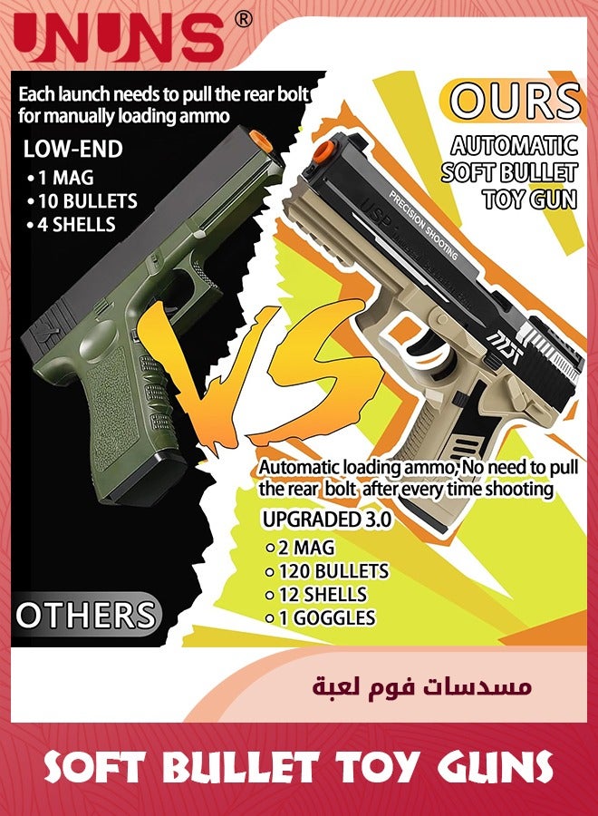 Soft Bullets Toy Gun,Automatic Reloading Rebound And Shell Ejecting Gun,Soft Foam Blaster  Pistol Shooting Games,Education Model Toys,Ideal Gift For 8+ Kids Boys Girls Teens Adults,Sand Black