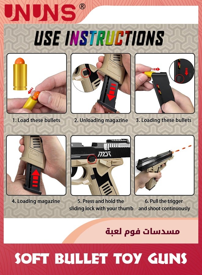 Soft Bullets Toy Gun,Automatic Reloading Rebound And Shell Ejecting Gun,Soft Foam Blaster  Pistol Shooting Games,Education Model Toys,Ideal Gift For 8+ Kids Boys Girls Teens Adults,Sand Black