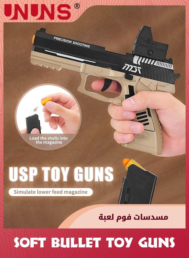 Soft Bullets Toy Gun,Automatic Reloading Rebound And Shell Ejecting Gun,Soft Foam Blaster  Pistol Shooting Games,Education Model Toys,Ideal Gift For 8+ Kids Boys Girls Teens Adults,Sand Black