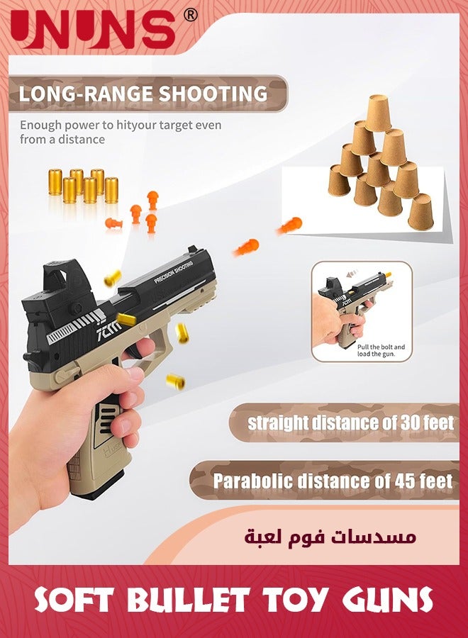 Soft Bullets Toy Gun,Automatic Reloading Rebound And Shell Ejecting Gun,Soft Foam Blaster  Pistol Shooting Games,Education Model Toys,Ideal Gift For 8+ Kids Boys Girls Teens Adults,Sand Black