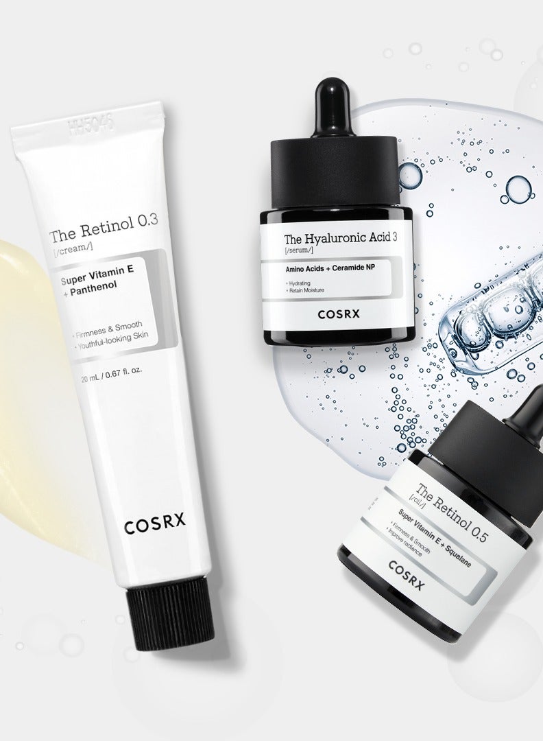 The Retinol 0.5 Oi + COSRX The Hyaluronic Acid 3 Serum 20ml + Cosrx The Retinol 0.1 cream, 0.67 Fl.oz 60ml